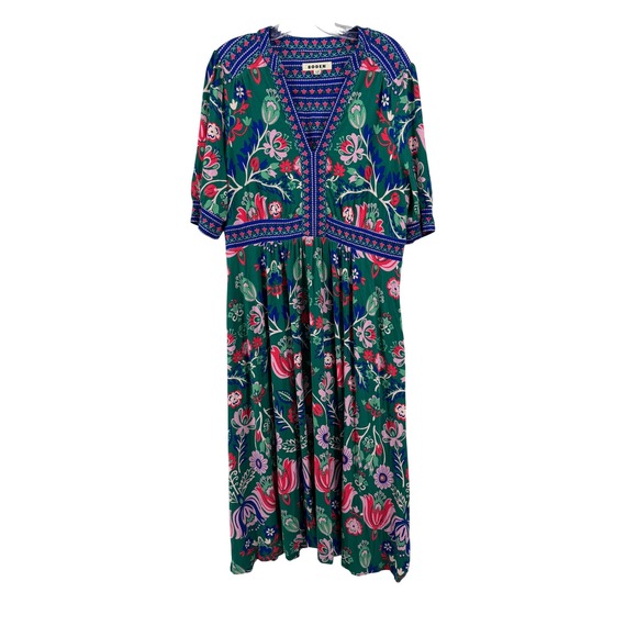 Boden Dresses & Skirts - Boden Lily Jersey Maxi Tea Dress Womens 12P Green Floral V-Neck Pockets Boho